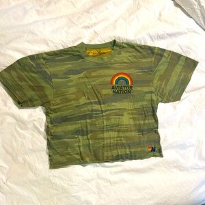 Aviator nation, camo rainbow boyfriend Tee sz Medium